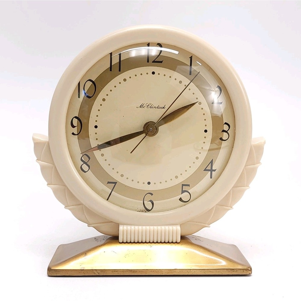 Art Deco O. B. McClintock Alarm Clock Model 15D700 USA Mid Century Table READ